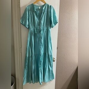 Elan  Light Green Short Sleeve Maxi Dress Women Sz Medium